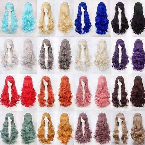 Lady 31" Long Curly Wigs Fashion Cosplay Costume Hair Anime Full Wavy Party Wig - Picture 15 of 16