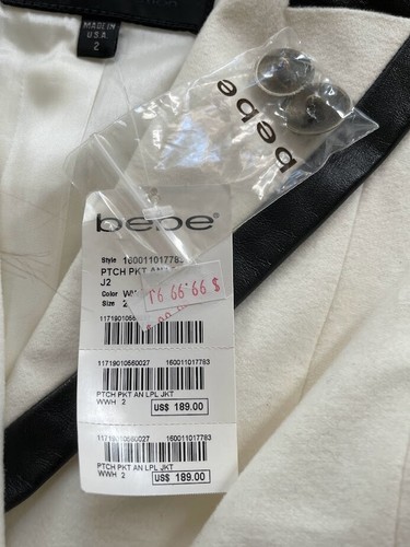 New! 2 NWT Bebe Leather Trim Jacket Blazer $189 Made in USA - Picture 4 of 10