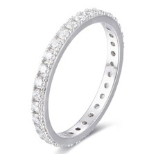 2.2mm 925 Sterling Silver Eternity Wedding Band CZ Engagement Ring 2.5-15 S10679