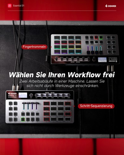 Donner Essential D1 Drum Machine & Step Sequence kombiniert 12 Sample-Spuren - Bild 5 von 11