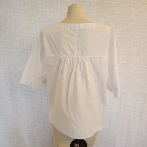 Top Uniglo W Med bianco croccante tessuto cotone leggero lunghezza manica 2/3 A250 - Foto 3 di 11