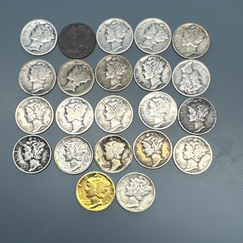 Lot 22 90% Silver Mercury Dimes Various Dates/Condition