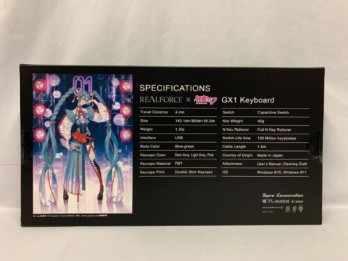 Topre REALFORCE GX1 Hatsune Miku Japanese Rayout TenKeyless KB0771 JAPAN NEW - Picture 2 of 4