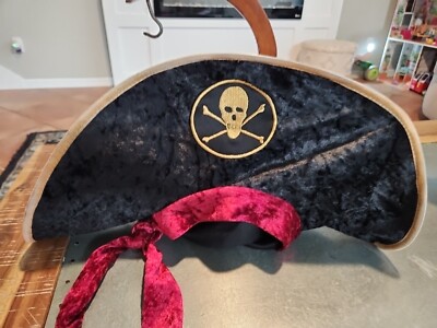 Pirate Hat Deluxe Velvet Skull and Cross Bones Pirate Hat Deluxe Velvet Skull and Cross Bones