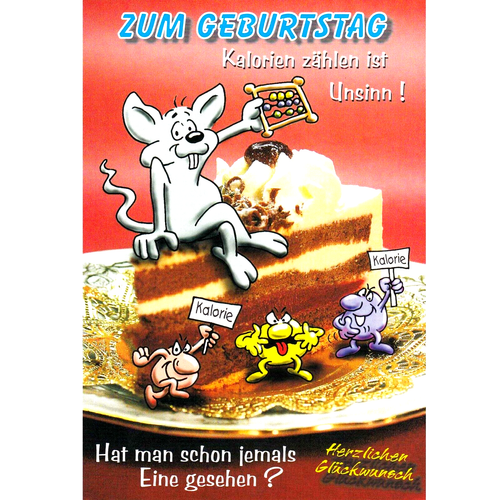 Grußkarten Geburtstag Karte Glückwunsch Humor Witz Witzig Spaß Maus Kuchen Torte