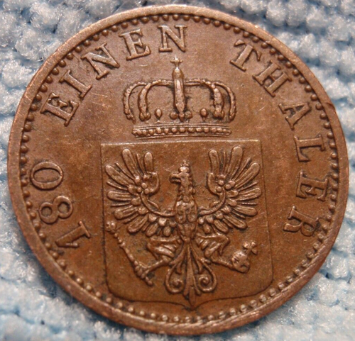 German States, Prussia 1868-B Copper 2 Pfenninge. William I. High Grade. KM# 481 - Picture 1 of 2