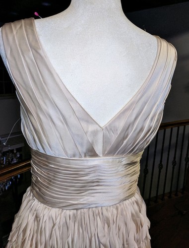 JS Collections satin Prom Formal Gown Dress Size 6 coler Tan - Picture 4 of 5
