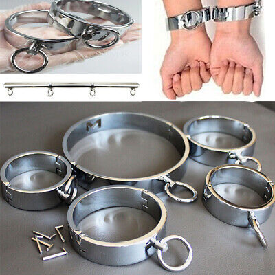 Edelstahl restraint Set Metall Handschellen Fußfesseln Halsband Fesseln slave