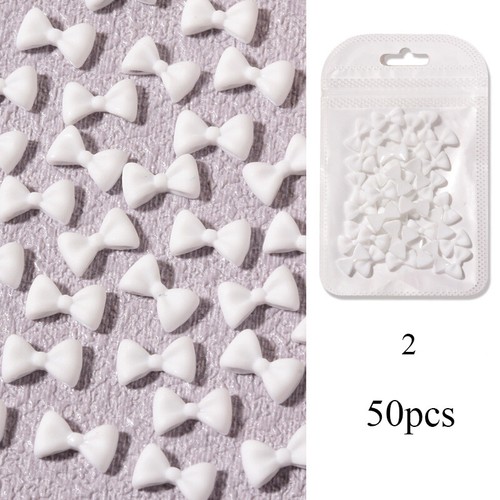 50PCS Nail Jewelry Tips 3D Nail Ribbon Bows Nail Rhinestones DIY Decor Manicu ) - Picture 7 of 19