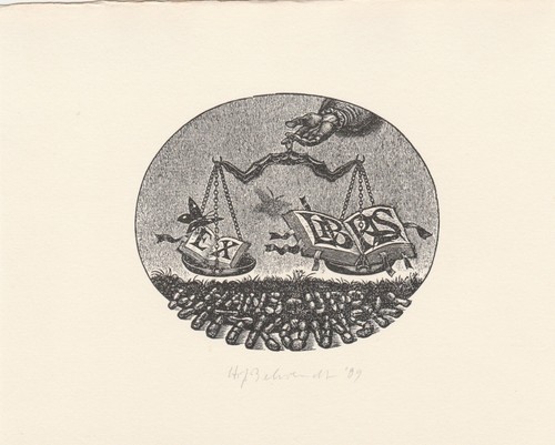 Exlibris-HANS-JOACHIM BEHRENDT-For Hans-Udo Wittkowski-Scales/Butterfly - Opus 7 - Picture 1 of 3