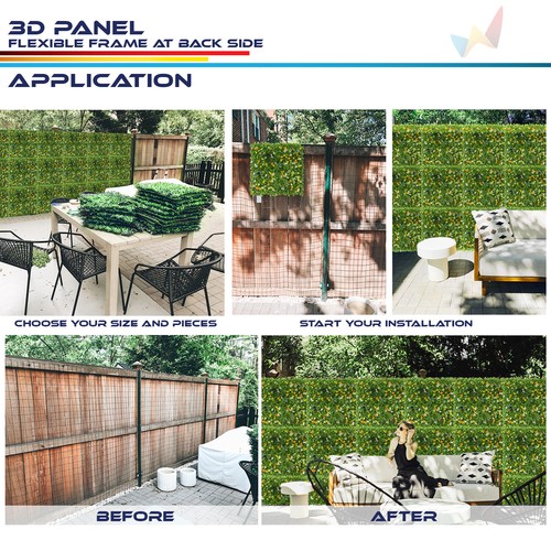 40"x40" Artificial Faux 3D Mix Leaf Privacy Fence Screen Decor Panel Hedge V6 - Picture 5 of 6