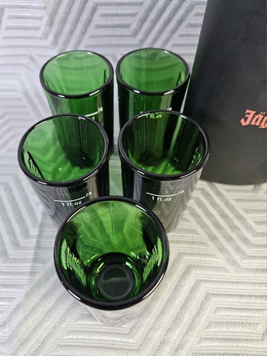 Jägermeister Green Logo 5 Schnapsgläser Flachmann & Spitze Glas Bar Set Man Cave - Bild 8 von 11