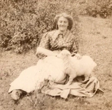 RPPC Woman Feeding Lamb Baby Sheep w Bottle UNP  Postcard W14