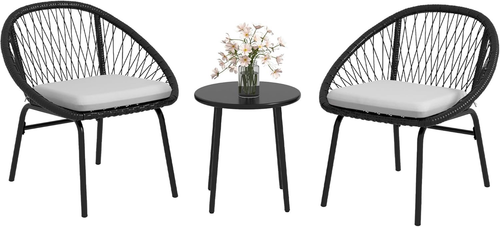 Set Da Giardino 3 Pezzi, Salotto Da Giardino Con Tavolino in Acciaio E Rattan PE - Foto 11 di 12