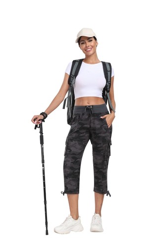 Women Hiking Active Cargo Capri Pant Lightweight Travel Work Camping Home Pant - Picture 45 of 119