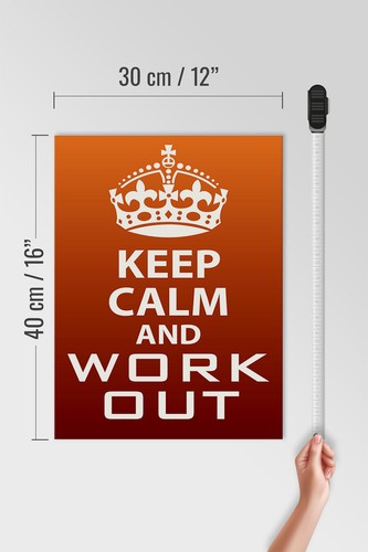 Holzschild Spruch 30x40 cm Keep Calm and work out Geschenk Schild wooden sign - Picture 5 of 5