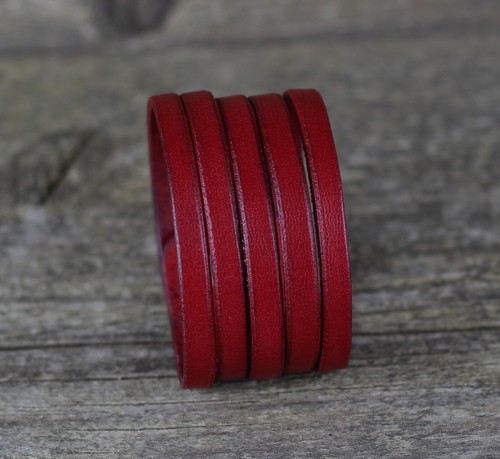 Rotes Lederarmband, Damenmanschette, Herrenarmband, Lederaccessoires. - Bild 6 von 9