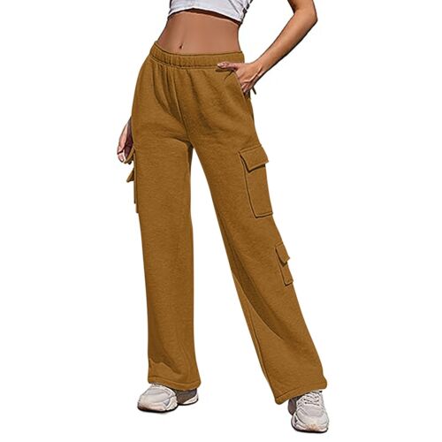 Women Casual Solid Sweatpants High Waist Sporty Gym Athletic Fit Jogger Trousers - Picture 44 of 53