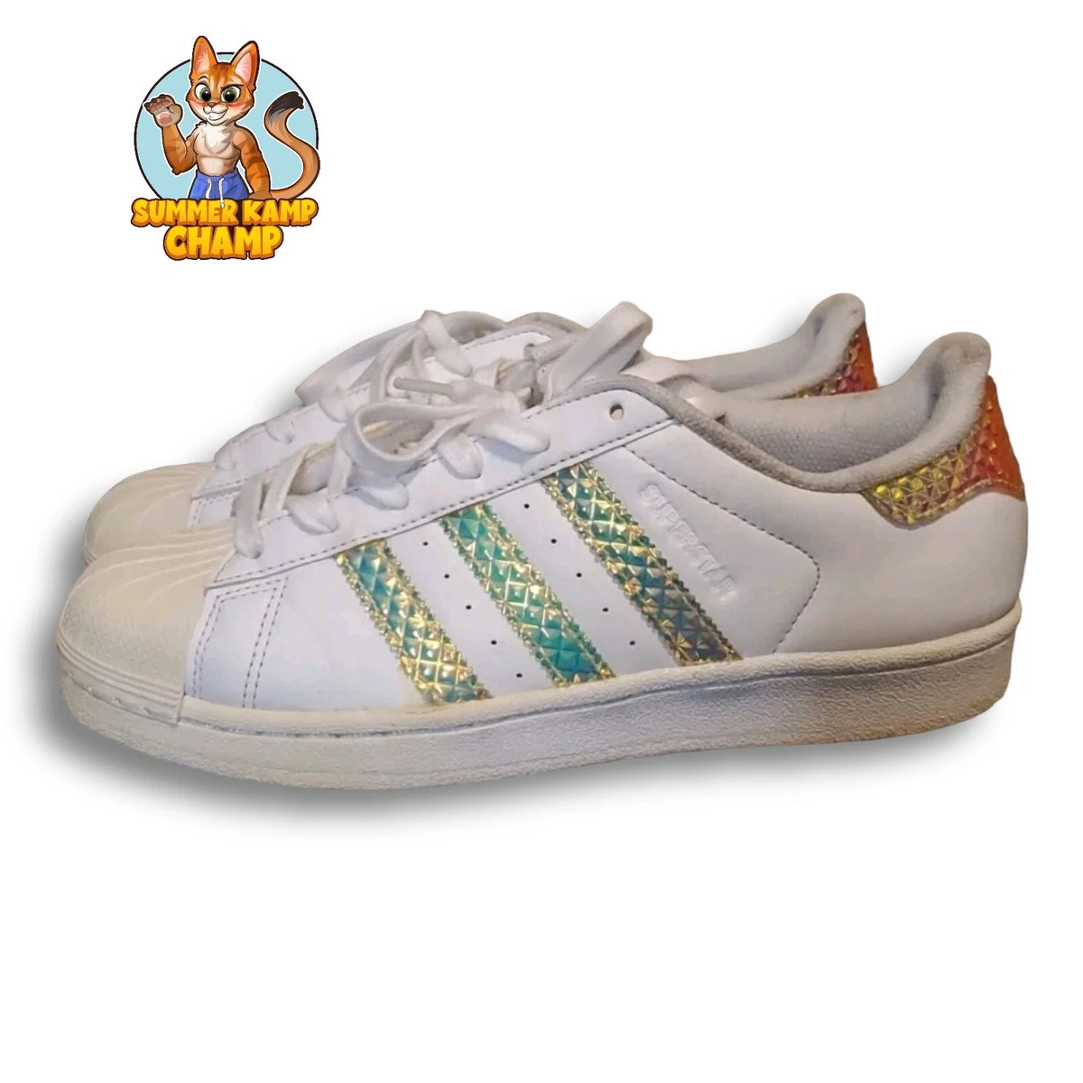 Adidas Women&#039;s size 7 Iridescent Shoes Fashion Hologram Superstar CG3596 | eBay