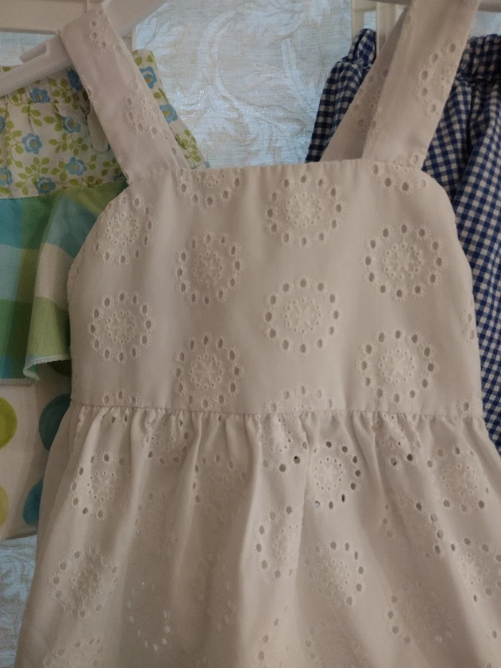 Girls Size 4-5 Kelly's Kid White Eyelet Tank Top Lined - Image 2 of 4