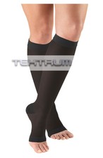 Tektrum 1 pair Knee High Firm Compression Socks 23-32mmHg- Open Toe, Black