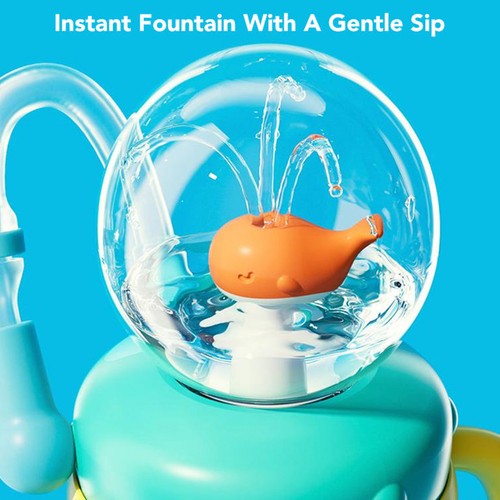 Baby Straw Cup Whale Spray Water Bottle Sippy Cups 300ml Leak Proof - Picture 7 of 14