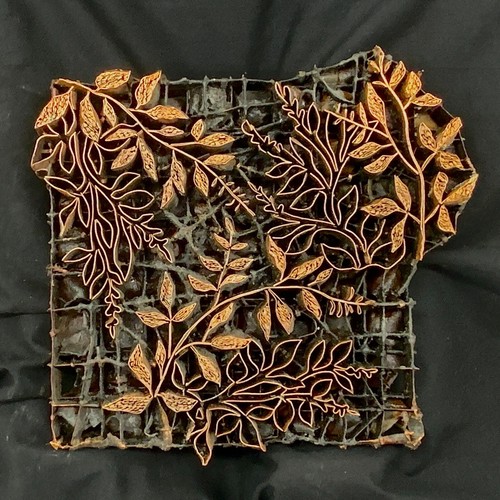 Copper Tjap Cap Chop Stamp Artisan Batik Positive/Negative Branches #2 9" x 8" - Picture 1 of 2