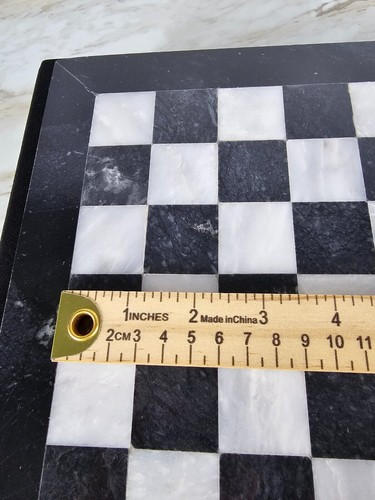 Tablero de ajedrez de mármol de 12" con caja de almacenamiento de regalo, tablero de ajedrez hecho a mano en blanco y negro - Imagen 7 de 15