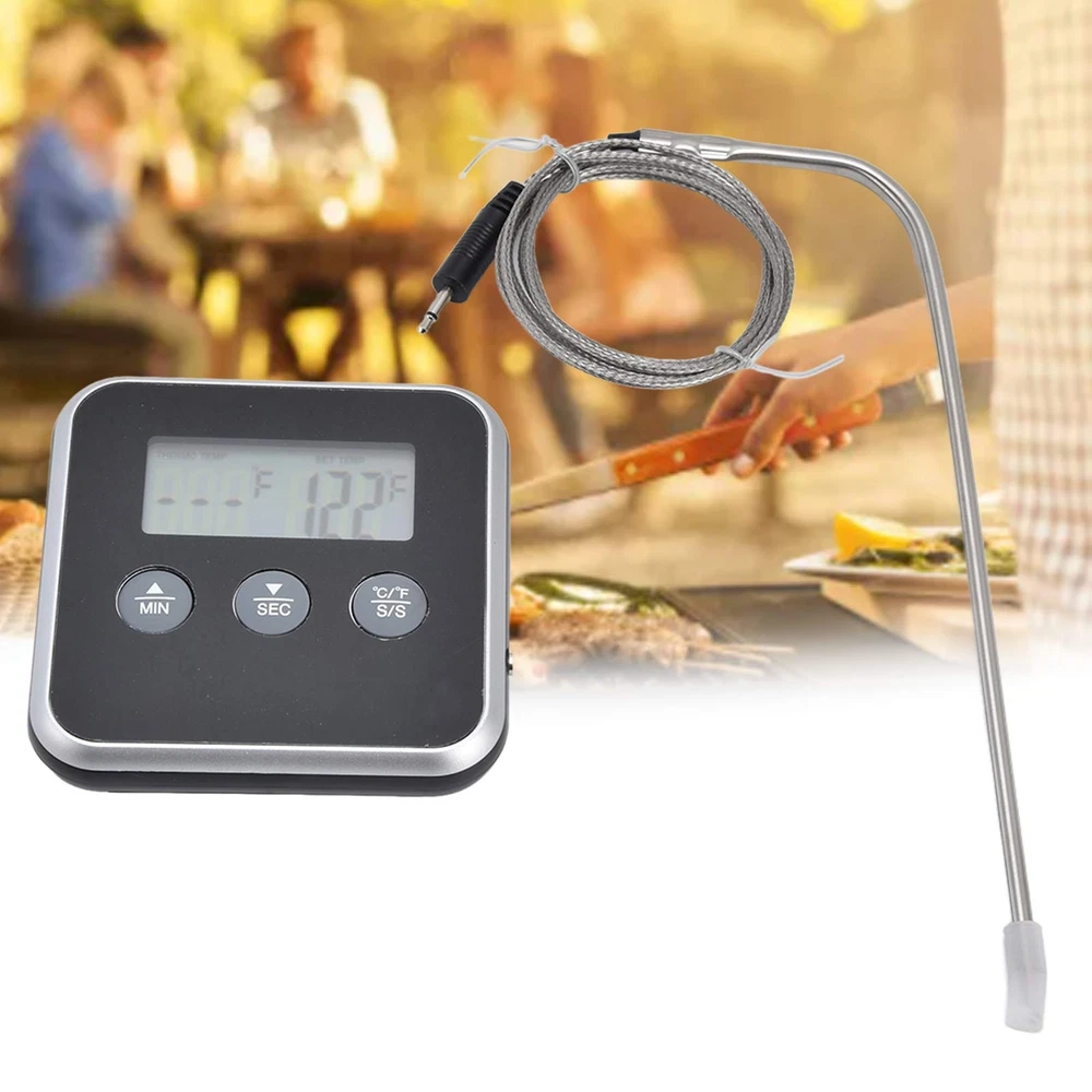 (Black)Meat Thermometer Smart 3 Buttons Digital LED Display Multifunctional O (Black)Meat Thermometer Smart 3 Buttons Digital LED Display Multifunctional O