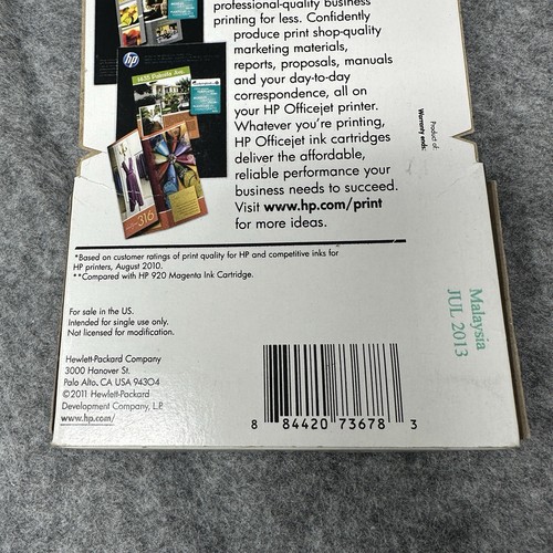 HP 920XL Ink Cartridge Magenta CD973AN New Sealed Expired 7/2013 - Picture 5 of 12