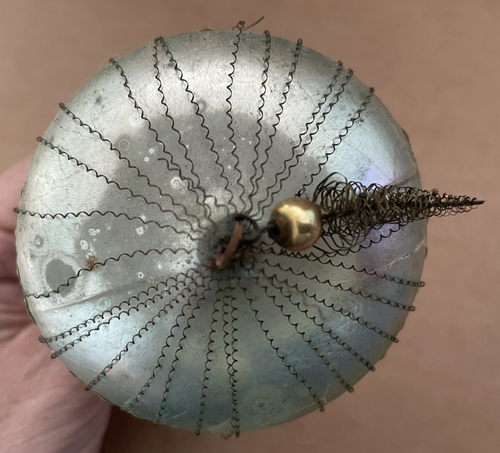 Vintage MERCURY GLASS Christmas Ornament w/ Metal Tinsel decoration Hand Made #2 - Picture 10 of 14
