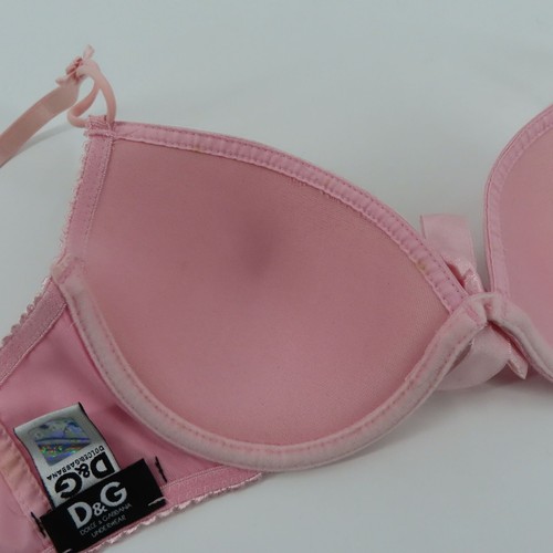 Dolce & Gabbana Womens 34B Solid Pink Satin Bow Coquette Bra Underwire Lined - Picture 11 of 20