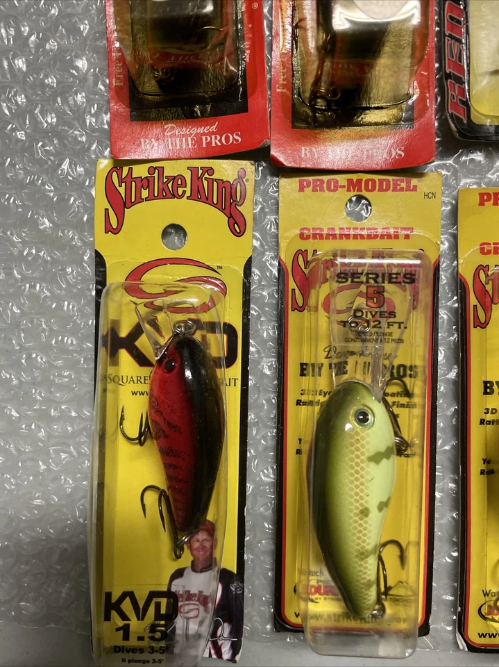 Lote de 9 nuevos señuelos Strike King Crankbaits serie modelo profesional serie 3 5 sábalo de ojos rojos Foto 2 de 4