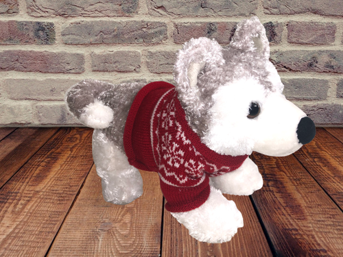 Animal Adventure Husky Dog Plush Red Snowflake Sweater 12 Inch - Picture 4 of 8