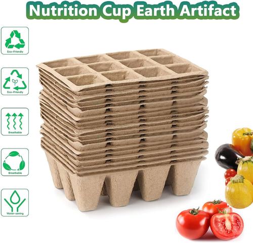 120 Cells Seed Starter Tray, 10 Packs Biodegradable Peat Pots for Seedlings, Org - Picture 6 of 7