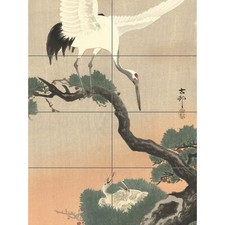 Ohara Koson Crane Branch Of Pine Japanese Painting XL Panel Poster (8 Sections)