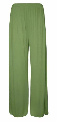 New Ladies Women's Plain Palazzo Trousers Flared Wide Leg Pants Plus Size 8-26 - Picture 7 of 21