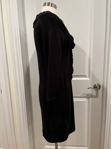 NEW! Calvin Klein Black Sweater Dress w/ Ruffles Size Med 3/4 Sleeves CUTE (526) - Picture 9 of 12