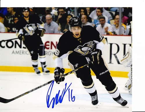 PITTSBURGH PENGUINS BRANDON SUTTER SIGNED BLACK JERSEY 8X10