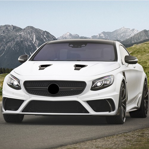 Black GT Grille Cover Fit For Mercedes Benz S-Class 2015-2017 C217 W217 S63/S65 - Picture 4 of 12