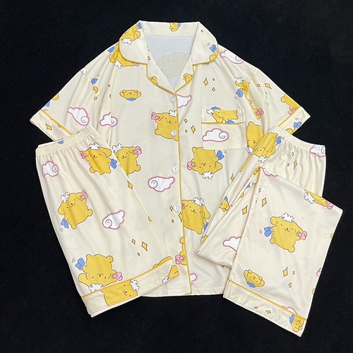 Pom Pom Purin Women Sleepwear Home Pajamas Set Pyjamas Shirt 3-piece CARTOON
