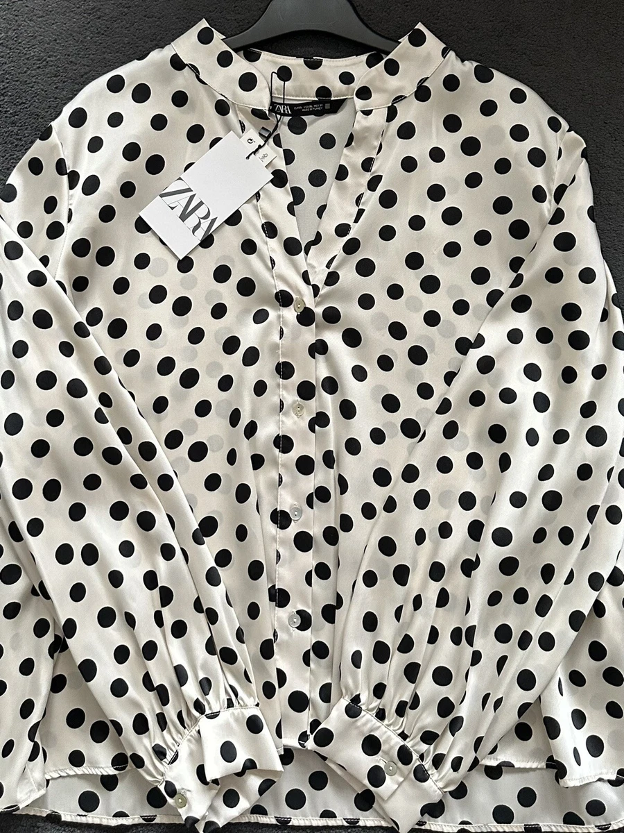 SATIN EFFECT POLKA DOT SHIRT - Ecru / Black