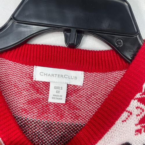 Charter Club Sweater Girls Size 6X Red Fair Isle Long Sleeve New - Picture 3 of 7