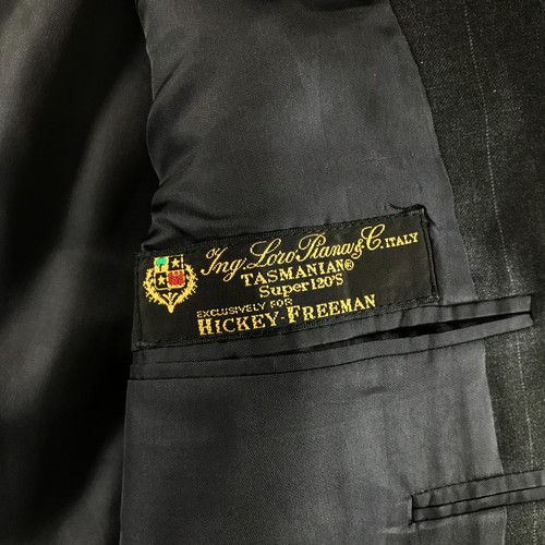Hickey-Freeman Suit Mens 44L 36x29 Pants Loro Piana 120s Wool Charcoal Pinstripe - Picture 11 of 23
