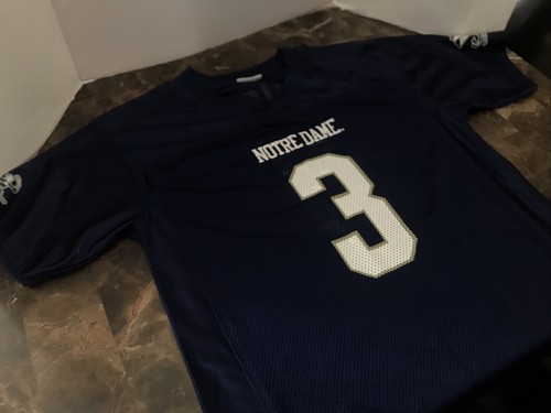 Notre Dame Fighting Irish Majestic Football #3 Blue Jersey Size 16/18 - Picture 3 of 5