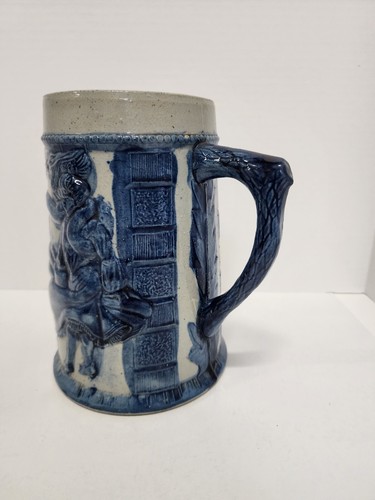 Flat Iron Fuller Building Antique Stoneware Blue & Gray Pitcher American Pottery - Picture 2 of 24