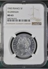 France 5 Francs 1945 Aluminum NGC MS 63