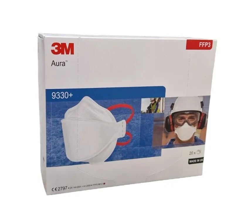 20x 3M Aura 9330+ Atemschutzmaske FFP3 Staubmaske Schutzmaske Einzelverpackung