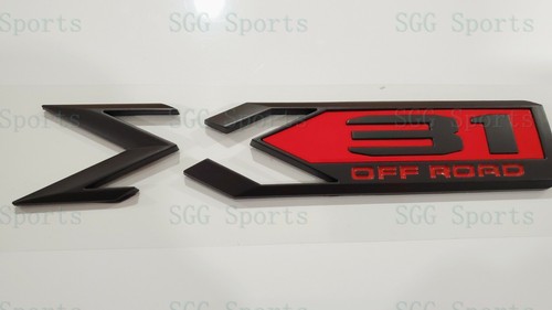 1PC 2019-2024 GMC Sierra X 31 X31 OFF ROAD Bed Emblem OEM GEN Matte Black Red - Picture 3 of 5
