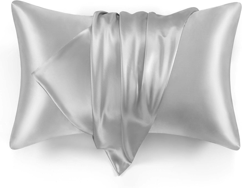 Satin Pillowcase Set of 2 for Hair & Skin - Light Grey, 20x30 Inches - Picture 11 of 12